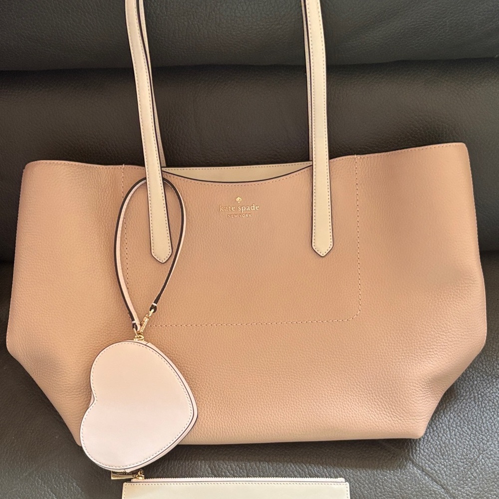 Kate spade milk tea tote set in pebble leather